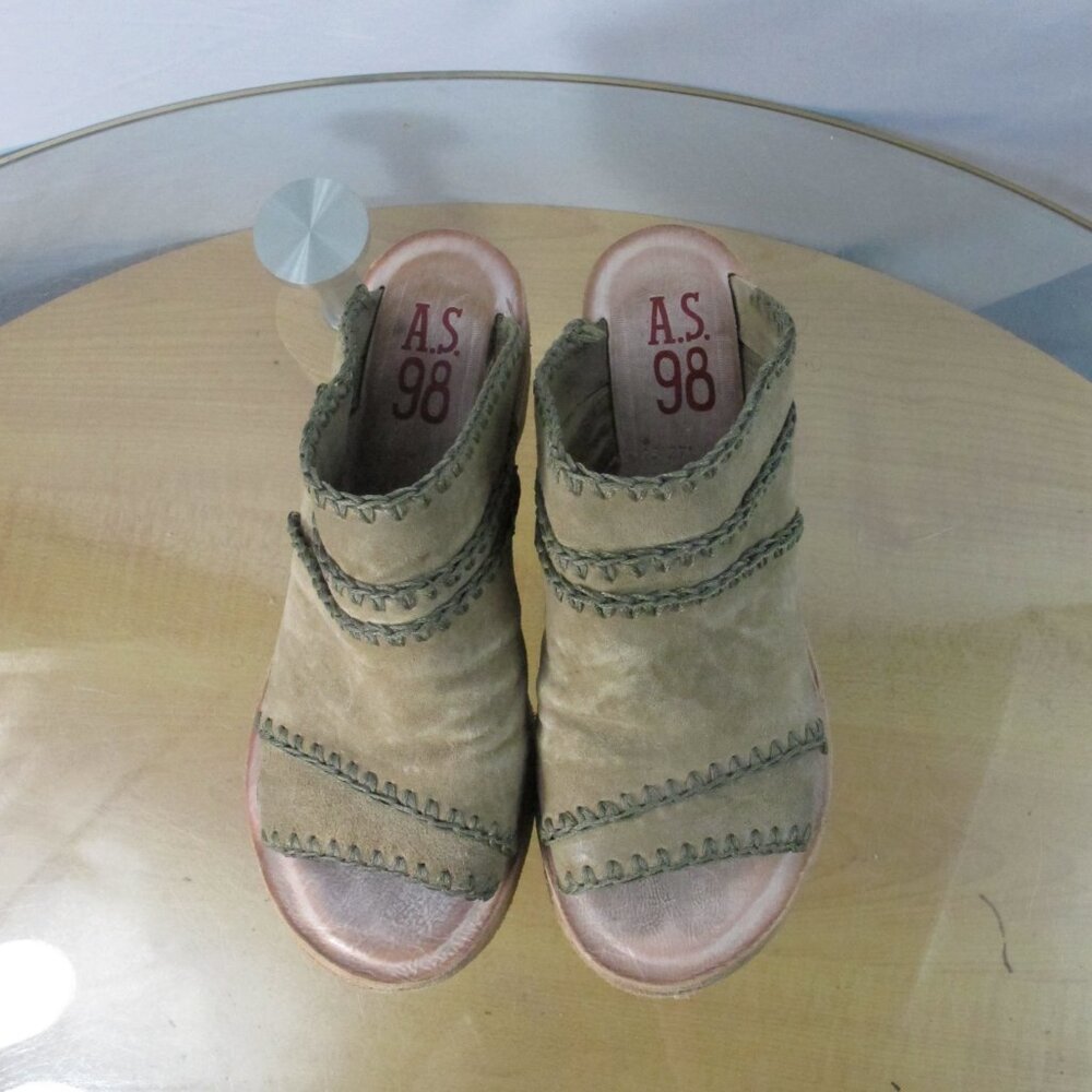 A.S.98 Women’s Nelson Slip On Wedge Sandal Green EU 37 US 6.5-7 - Picture 4 of 6